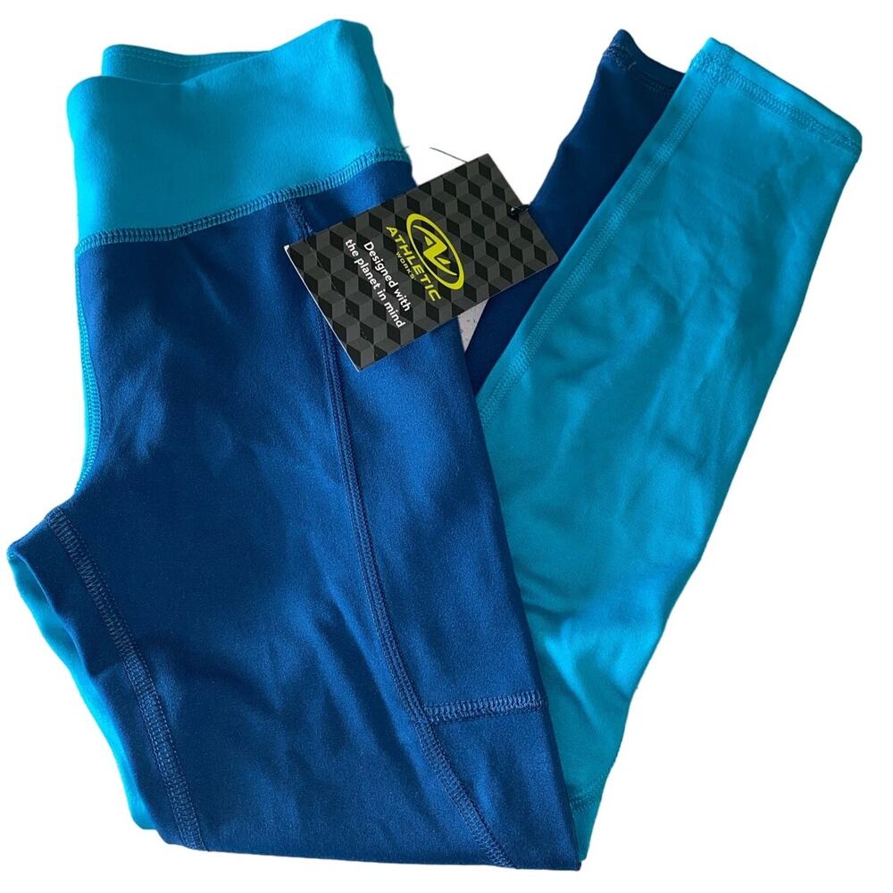 NEW Athletic Girls Leggings Blue Size Small
